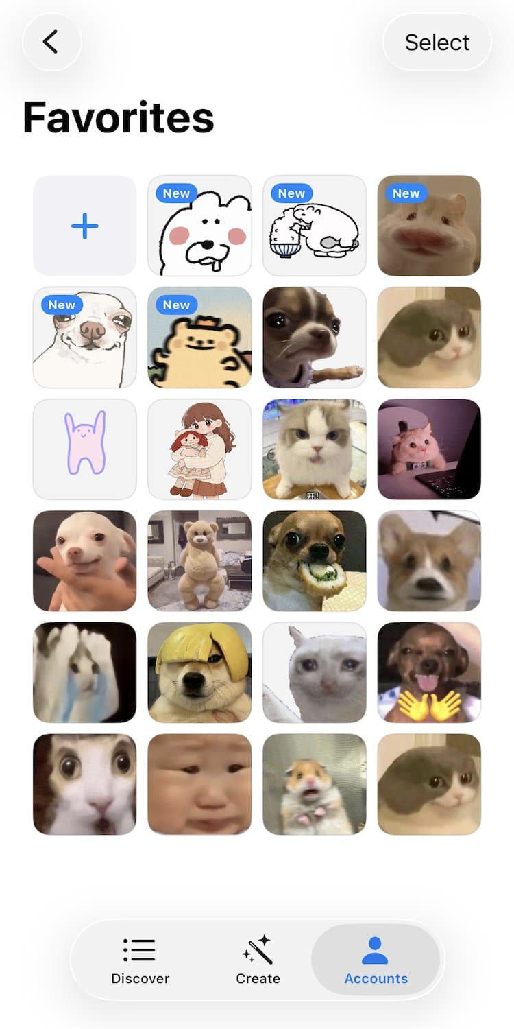 Imported stickers from social apps